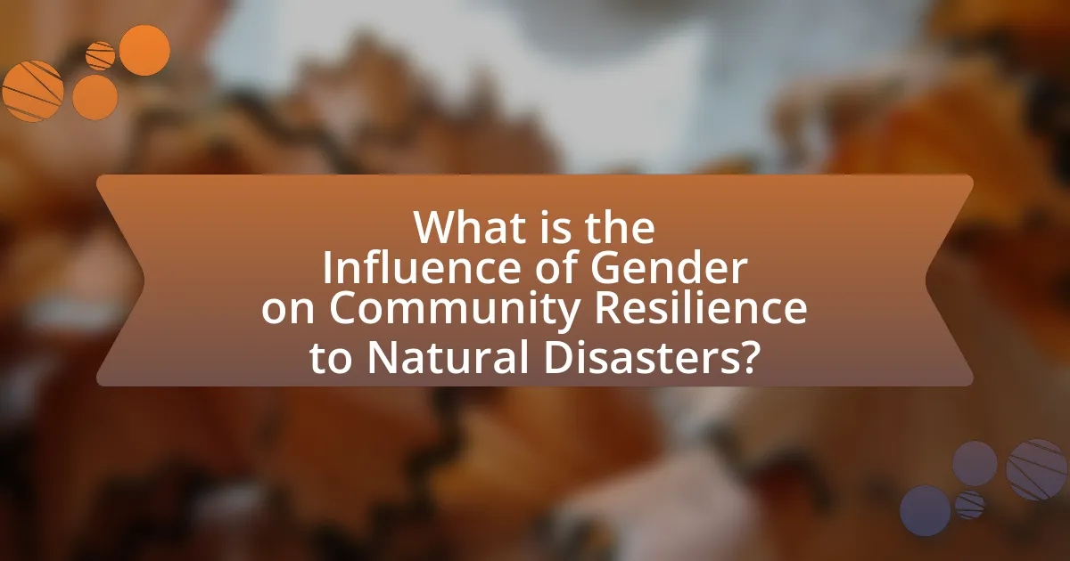 What is the Influence of Gender on Community Resilience to Natural Disasters?